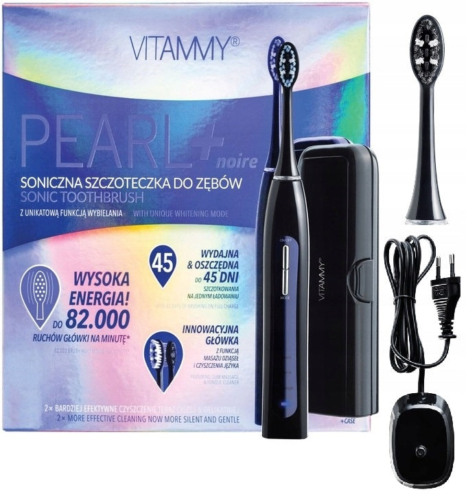 SONIC TOOTHBRUSH ELECTRIC BLACK CASE VITAMMY PEARL+ NOIRE