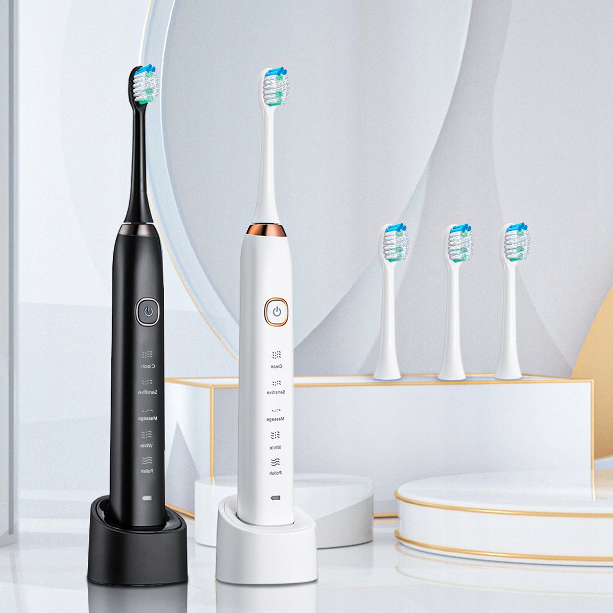 SONIC TOOTHBRUSH ELECTRIC CASE 5 MODES 3 TIPS Batteries included no
