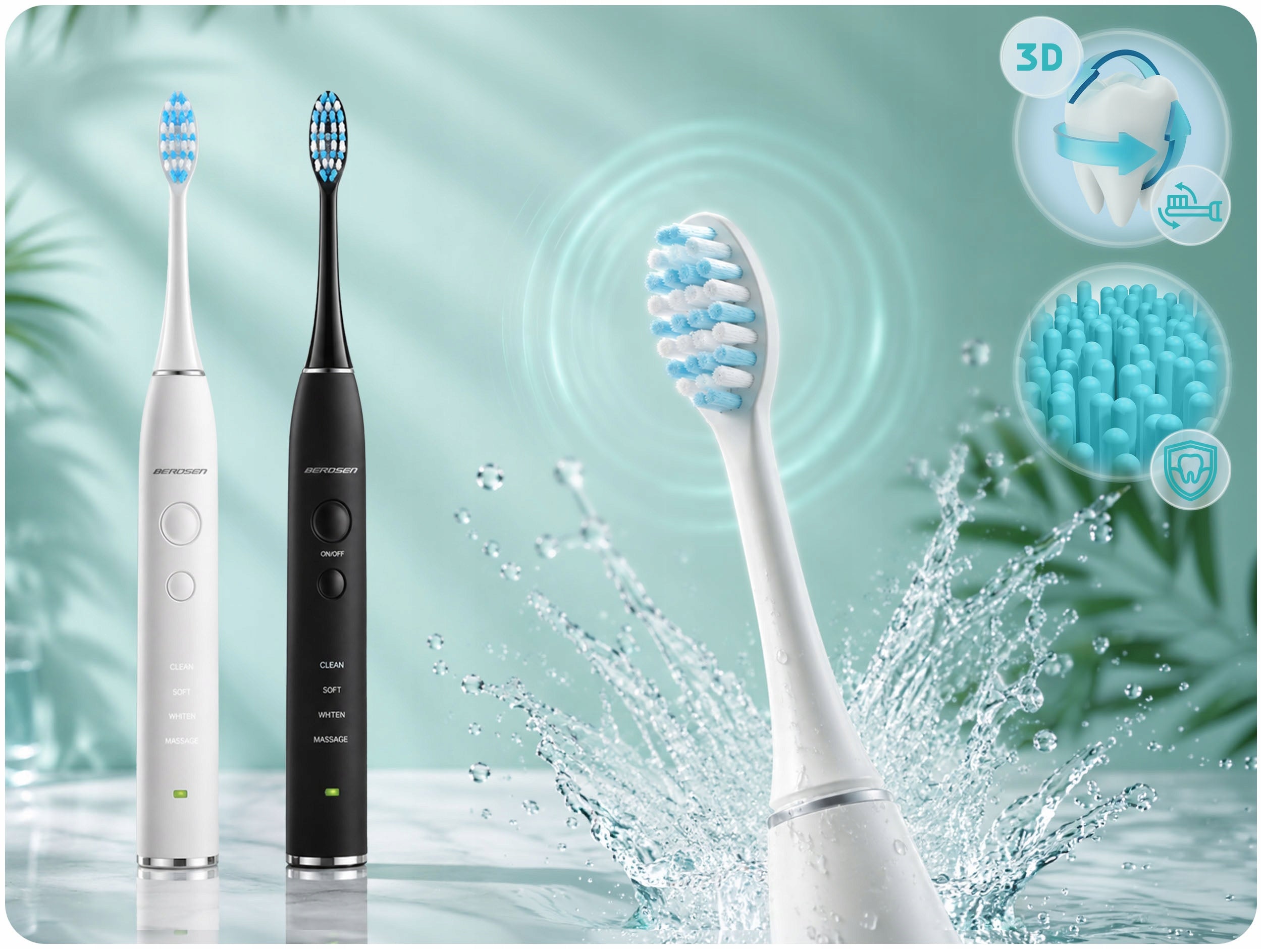 SONIC TOOTHBRUSH ELECTRIC SET OF 2 BERDSEN + TIPS Medical device no