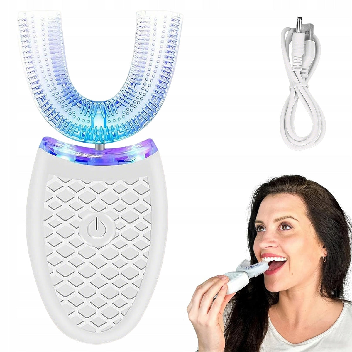 SONIC TOOTHBRUSH FOR ADULTS 360 DEGREES U-SHAPE WHITE