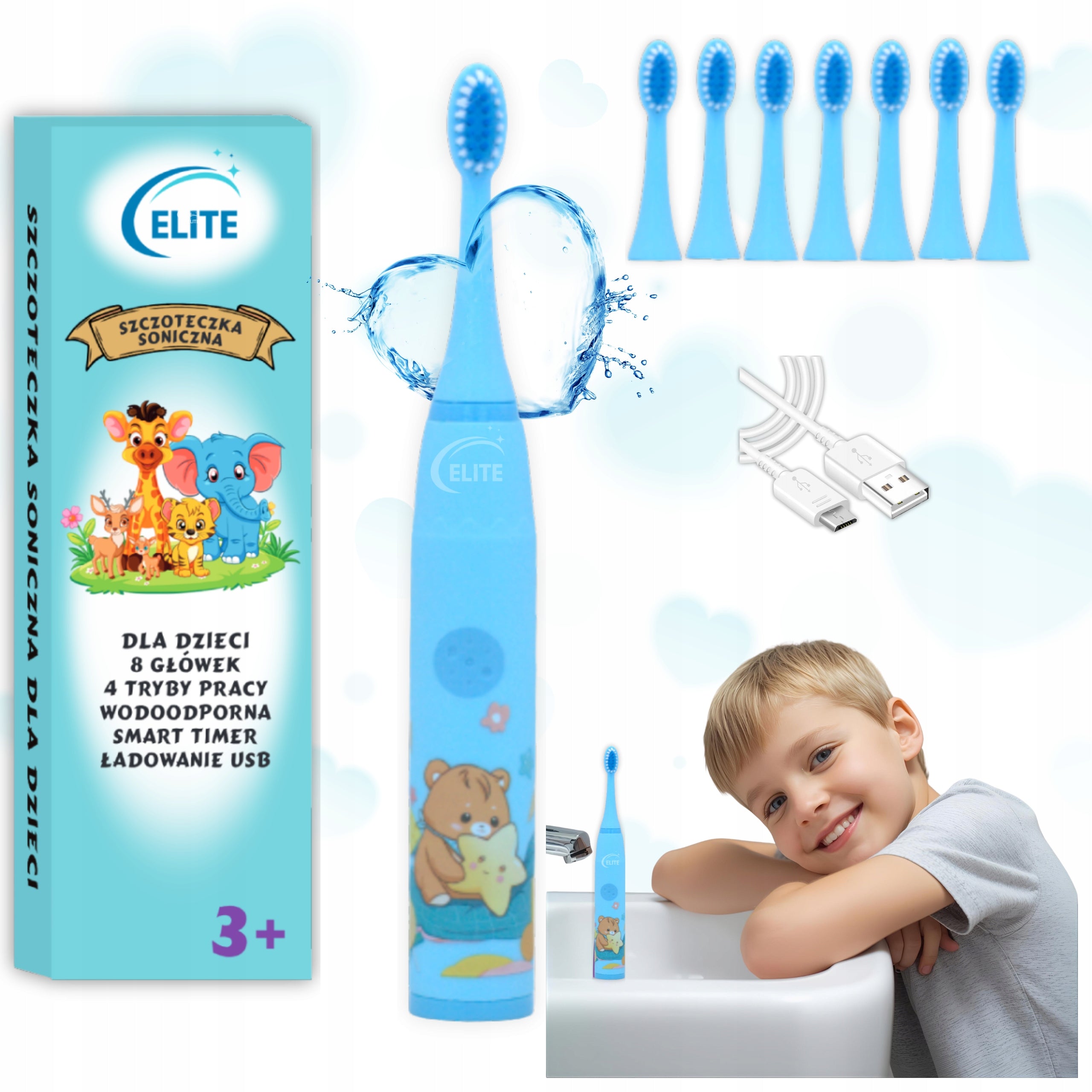SONIC TOOTHBRUSH FOR CHILDREN ELECTRIC BEAR TIPS