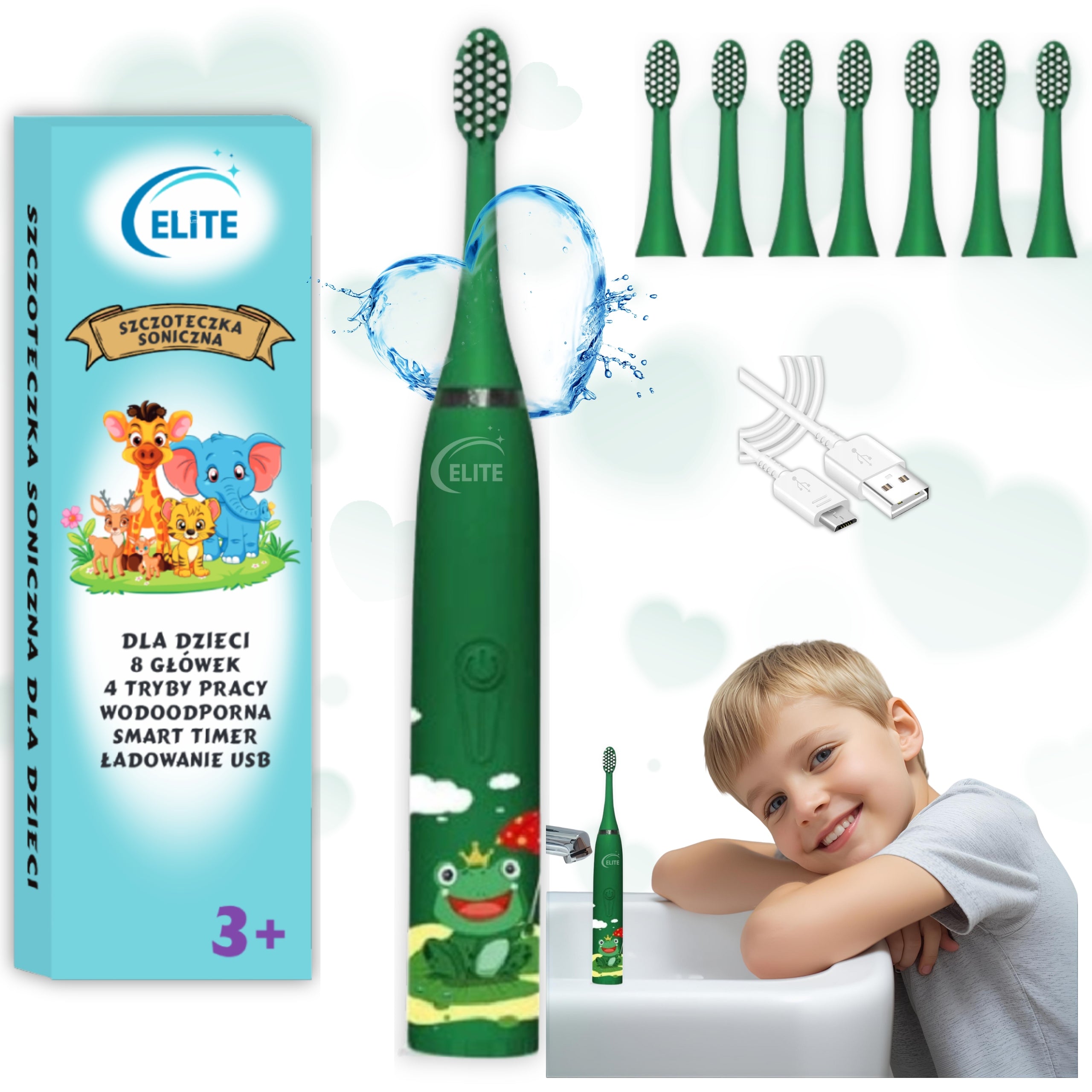 SONIC TOOTHBRUSH FOR CHILDREN ELECTRIC TOOTH FROG TIP