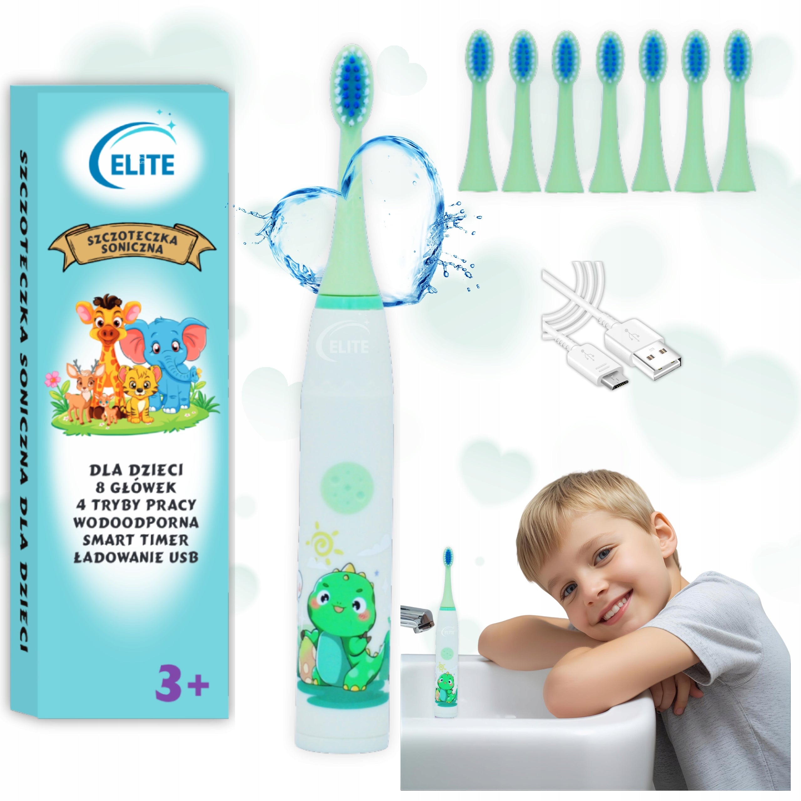 SONIC TOOTHBRUSH FOR CHILDREN ELECTRIC TOOTHBRUSH DINO TIPS