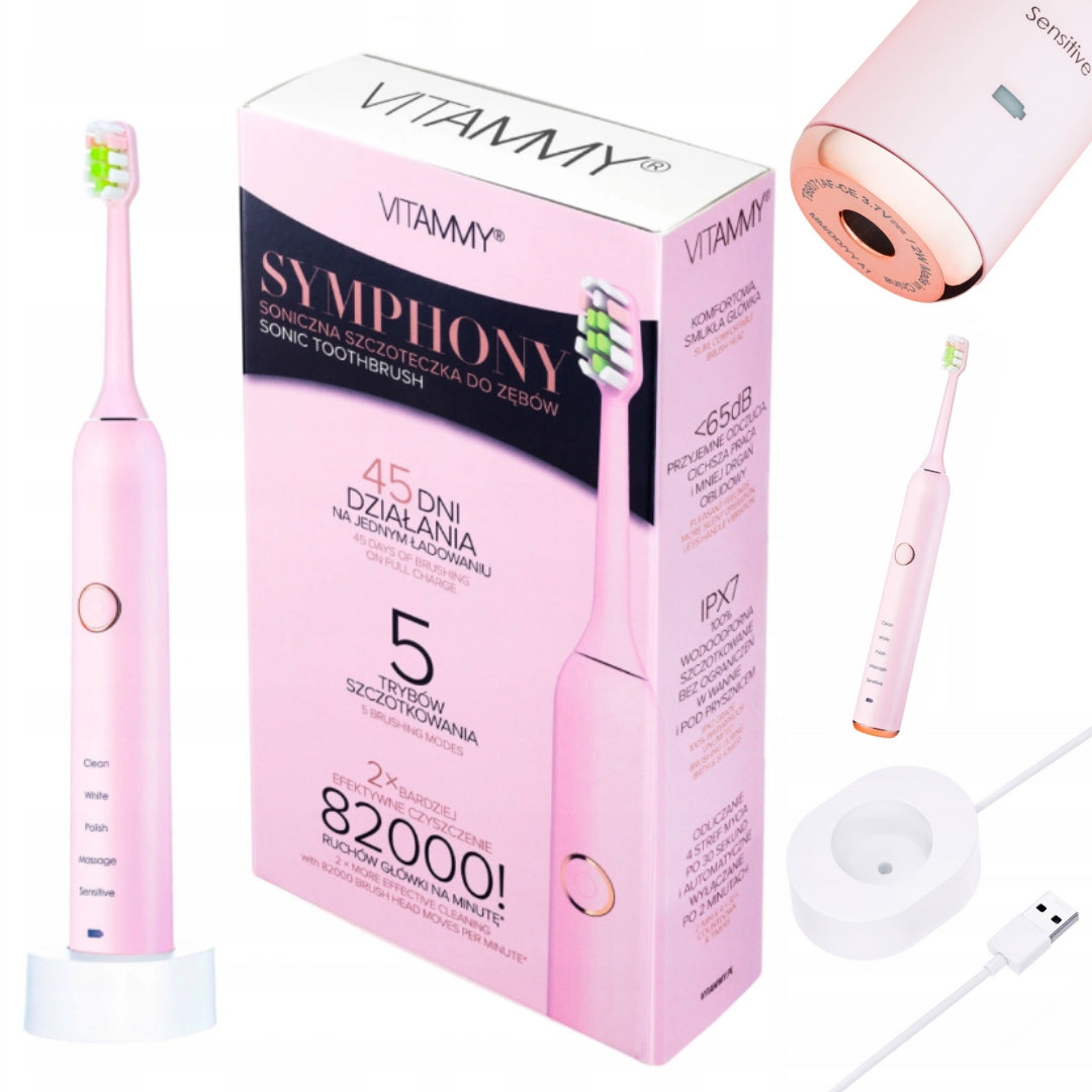 SONIC TOOTHBRUSH FOR CHILDREN PINK 5 MODES VITAMMY SYMPHONY