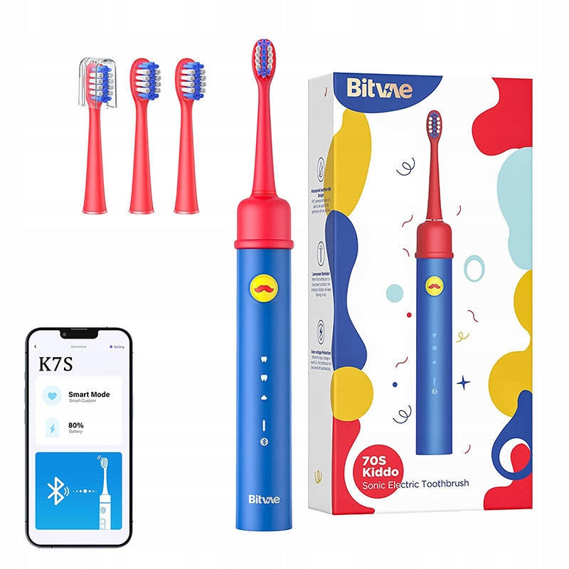 SONIC TOOTHBRUSH FOR CHILDREN WITH APPLICATION AND BITVAE TIPS