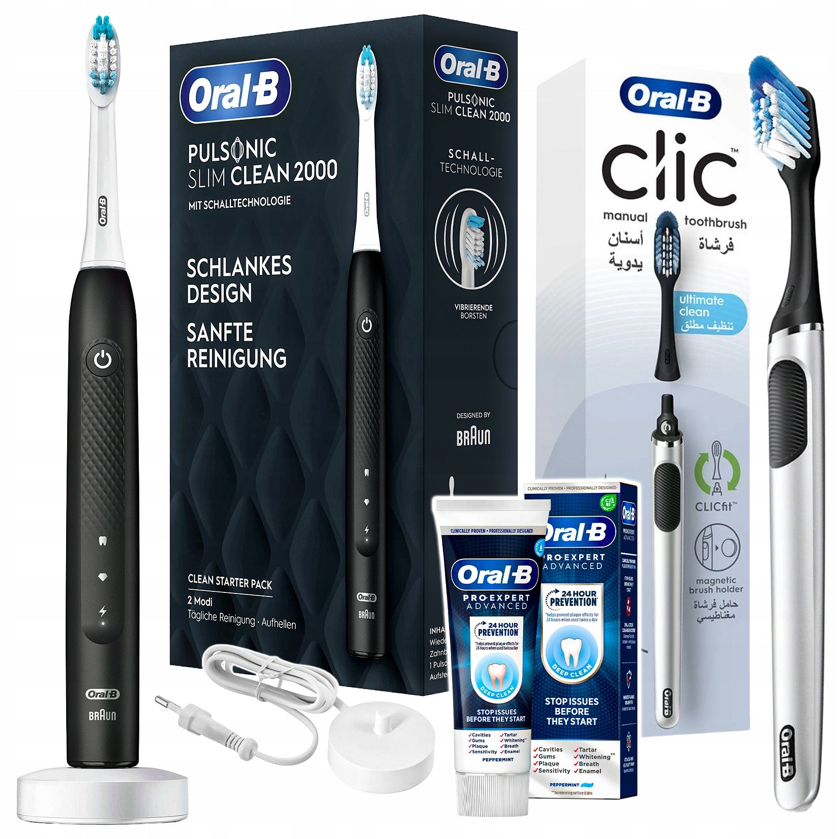 SONIC TOOTHBRUSH ORAL-B PULSONIC SLIM CLEAN 2000 + MANUAL CLIC PREMIUM