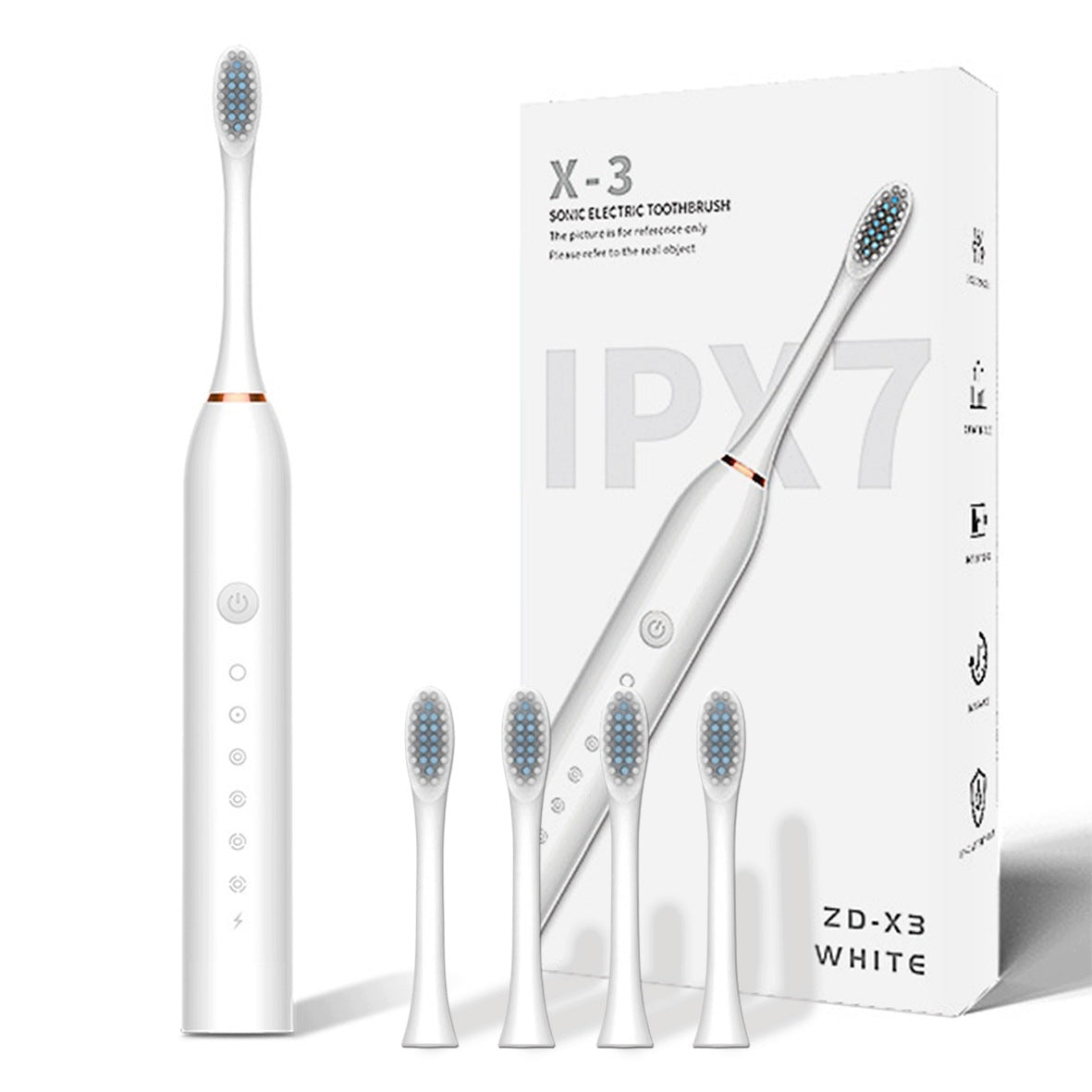 SONIC TOOTHBRUSH ZD-X3 White + 4 INTERCHANGEABLE TIPS