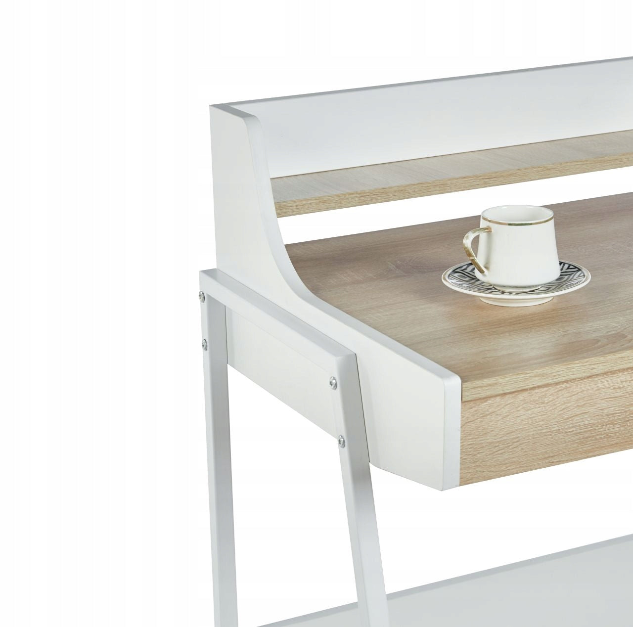 SONOMA OAK desk with WHITE FRAME 2 DRAWERS with EXTENSION Furnitex Brand Furnitex