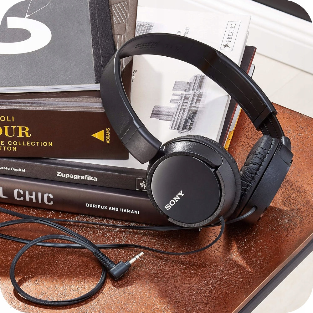 SONY WIRED ON-EAR HEADPHONES BLACK LIGHT COMFORTABLE FOR LISTENING WORK Manufacturer code MDR-ZX110