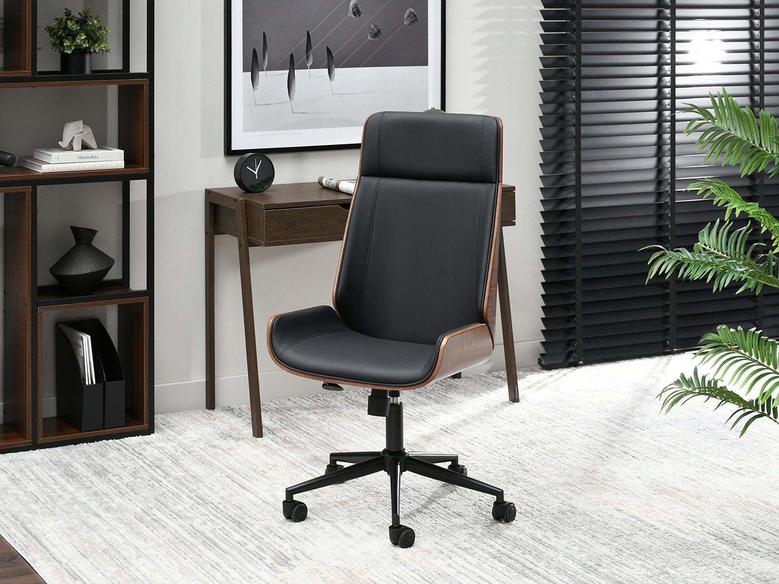 SOPHISTICATED LEATHER OFFICE CHAIR IN BENT WOOD WALNUT AUSTIN BLACK Manufacturer code 5907698698067