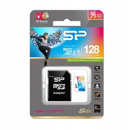 SP ELITE 128 GB micro SDXC UHS-I Class 10 Card + Adapter Manufacturer code SP128GBSTXBU1V20SP