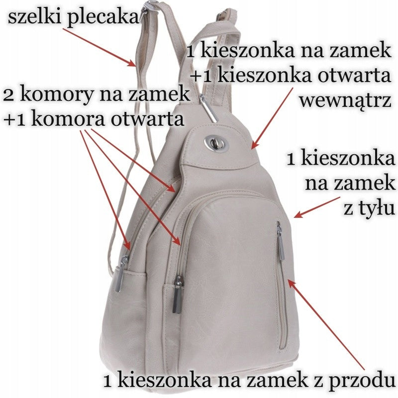 SPACIOUS BACKPACK FOR ONE SHOULDER BACKPACK BAG 2IN1 cream Gender woman