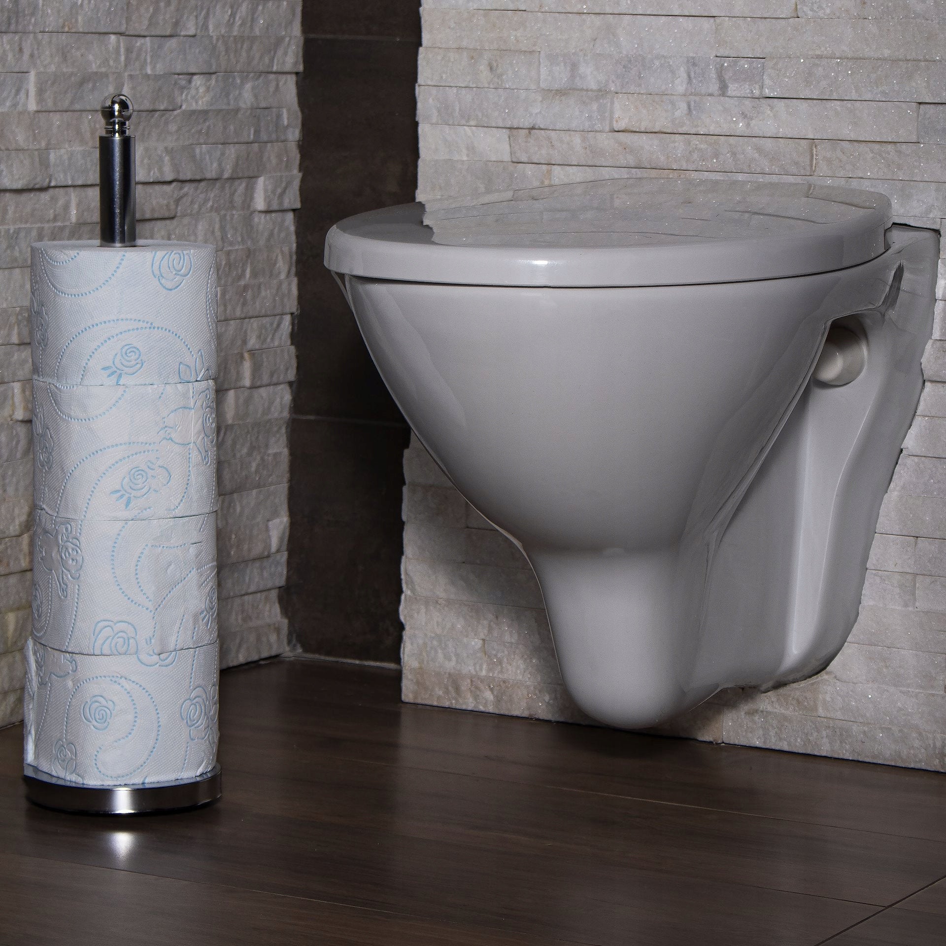 SPARE TOILET PAPER STAND 52,5cm CHROME METAL HOLDER MODERN Line STOJAK NA PAPIER TOALETOWY