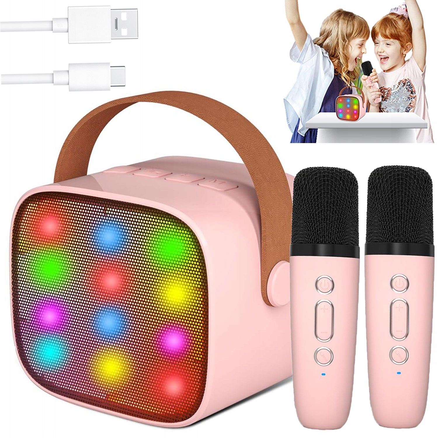 SPEAKER POWERFUL WIRELESS BLUETOOTH VOICE CHANGE LED KARAOKE + 2 MICROPHONE