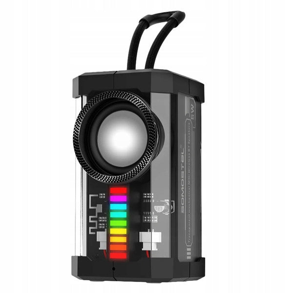 SPEAKER with transparent BLUETOOTH SOMOSTEL H607 8 -12H battery cover! Manufacturer code Głośnik Somostel Bezprzewodowy