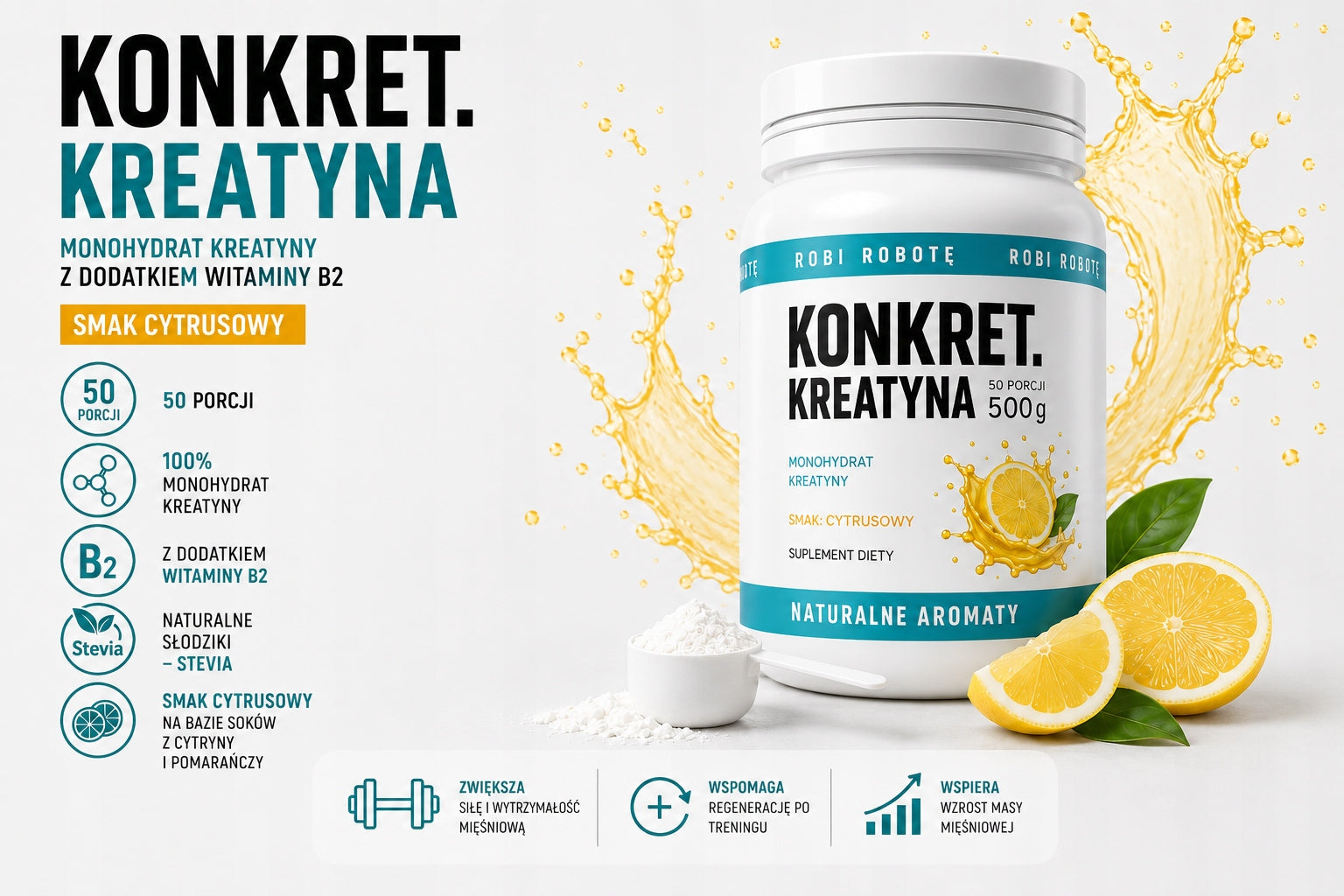 SPECIFIC Creatine Monohydrate Citrus 500 g sweetened with stevia Packaging status original