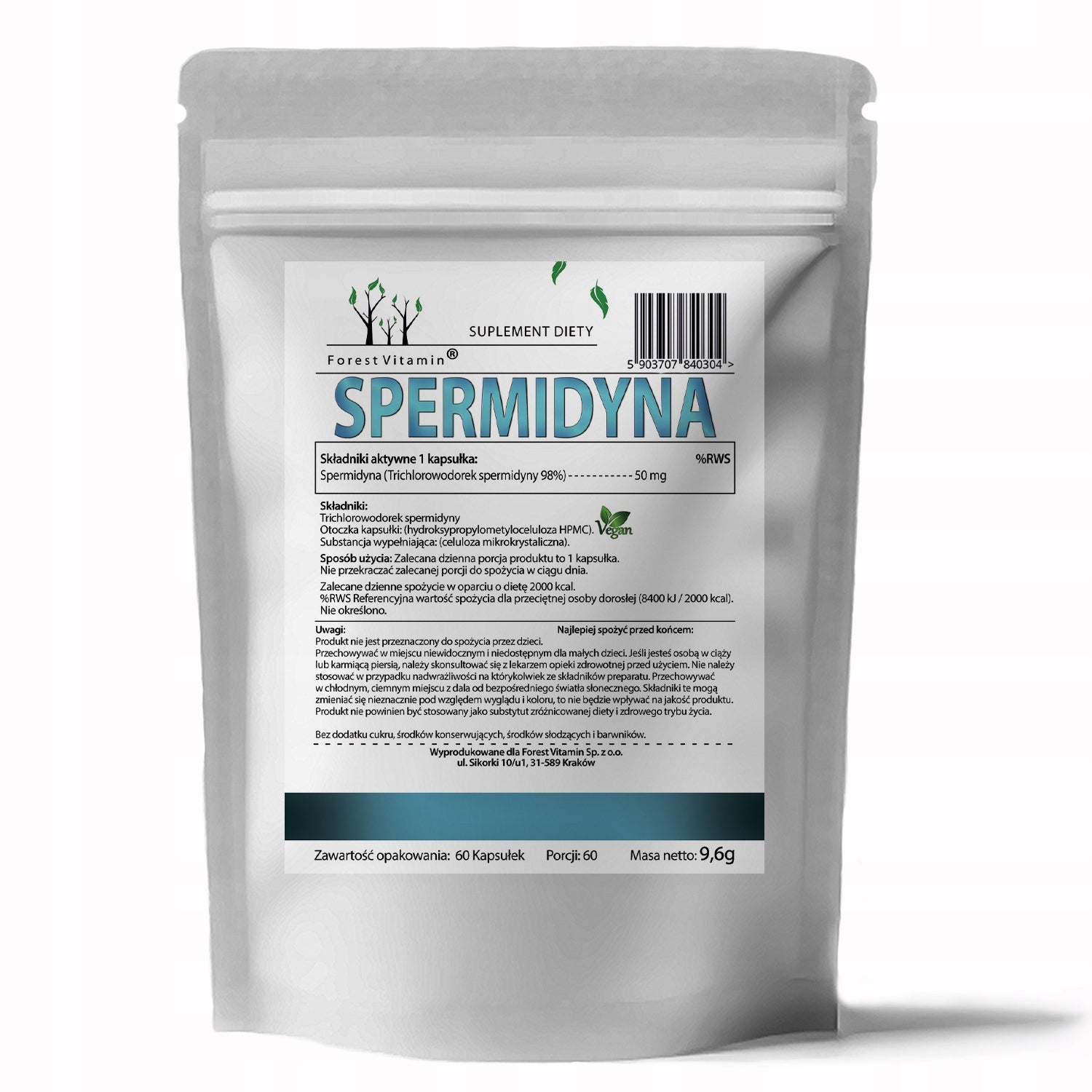 SPERMIDINE 50MG 60 CAPSULES AUTOPHAGY CELL RENEWAL VEGAN ANTI-AGING 98% Brand Forest Vitamin