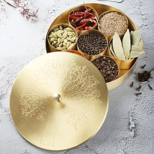 SPICE CAN BRASS ROUND GOLD TREE GIFT FOR MOM Brand no brand