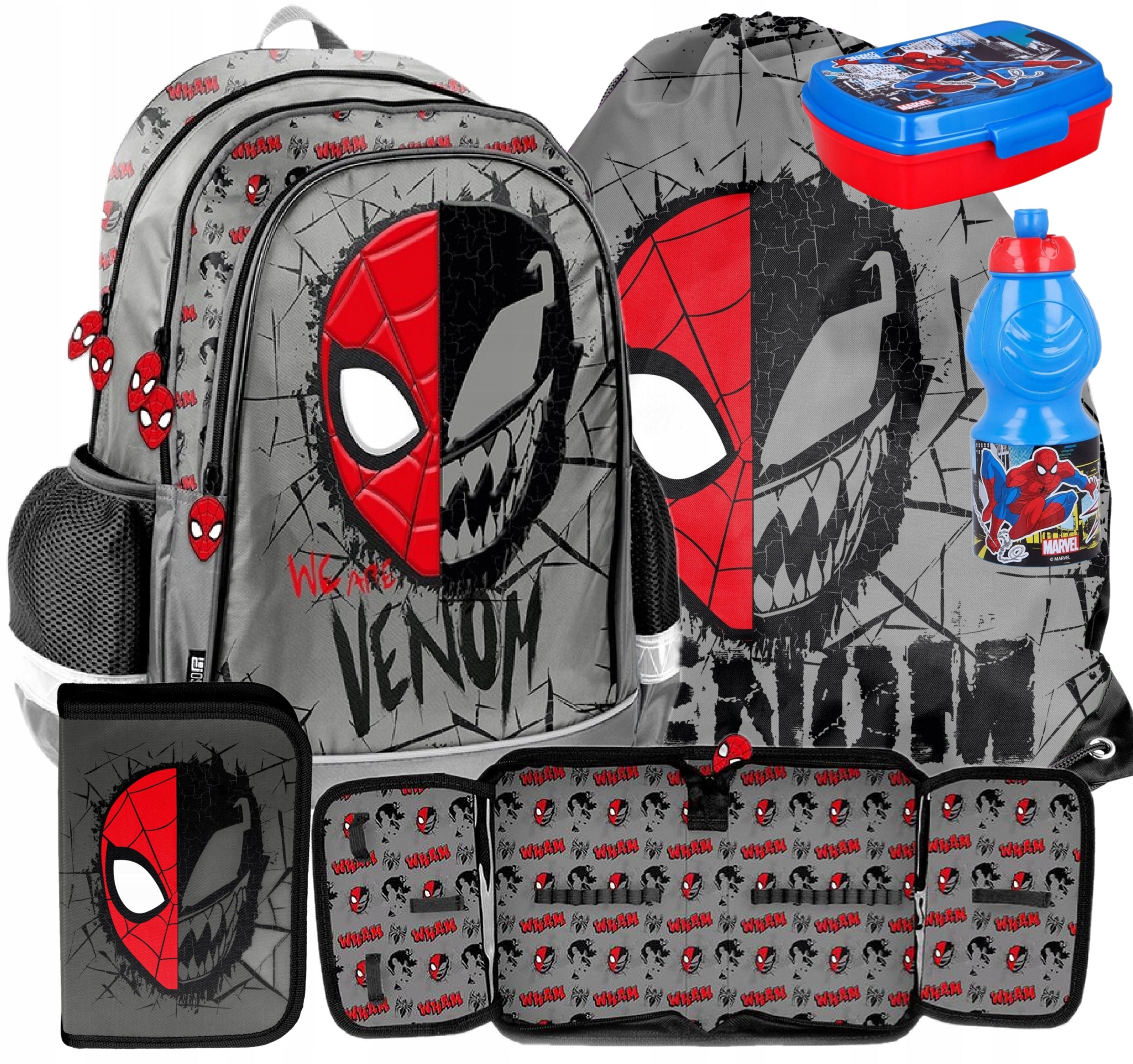 SPIDERMAN SCHOOL BACKPACK SATCHEL SPIDER-MAN SET OF 5 EL.