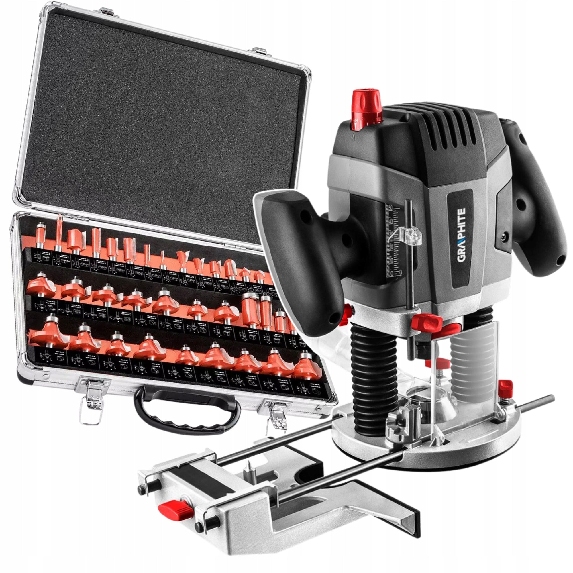 SPINDLE MILLING MACHINE 1300W + CUTTERS SUITCASE 35 PIECES GRAPHITE