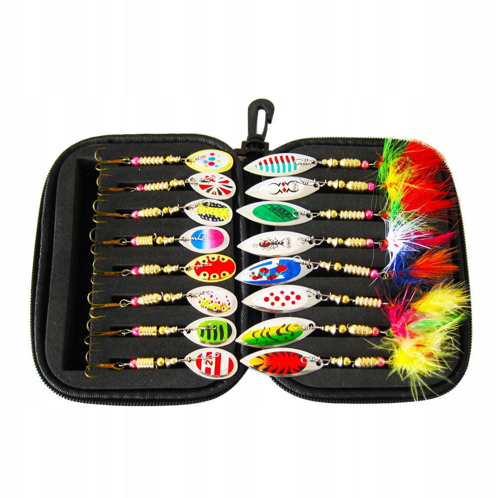 SPINNER SET OF 16 SPINNERS ROTATING CASE SPINING LURE Brand no brand