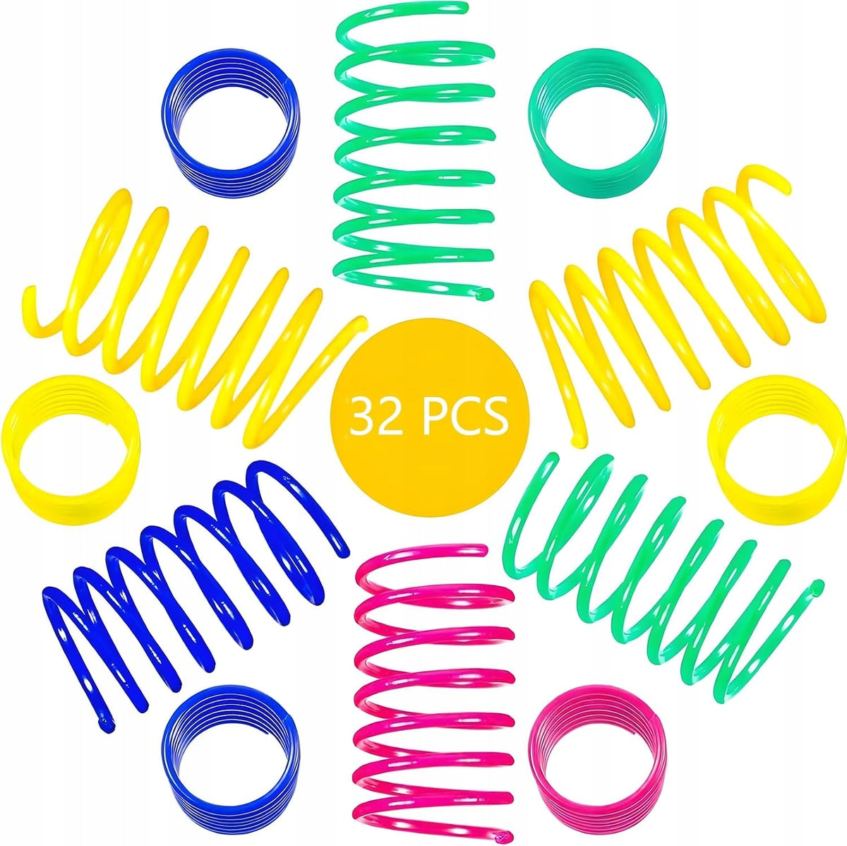 SPIRAL SPRINGS FOR CAT TOY COLORFUL PLASTIC 32 PIECES MINI Manufacturer code SPRĘŻYNKI SPIRALNE DLA KOTA ZABAWKA KOLOROWE