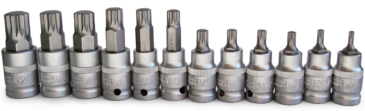 SPLINE M4 WRENCH CAP SET - M20, 1/2", 12 pcs Product weight with unit packaging 1.3 kg
