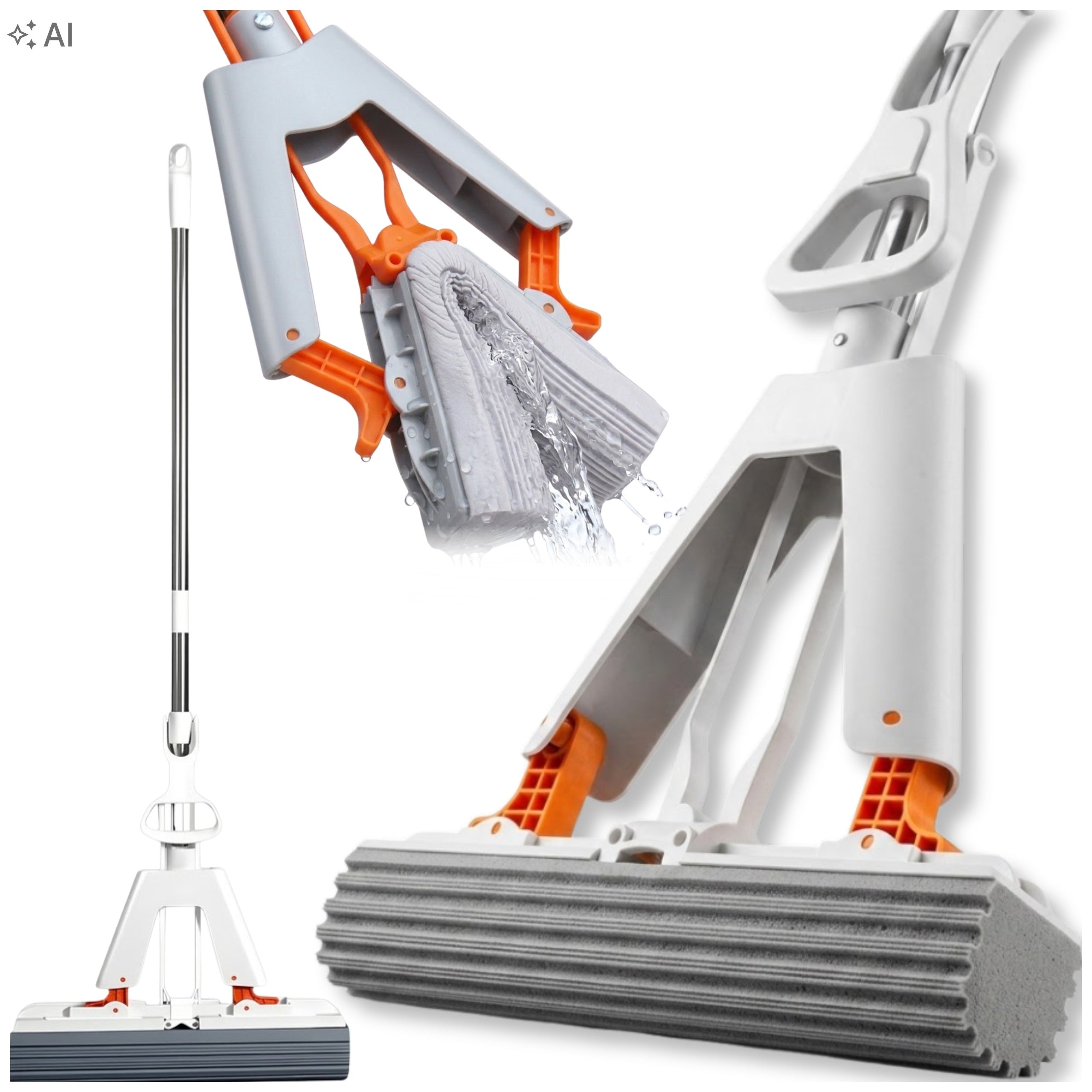 SPONGE MOP FOR FLOORS TELESCOPIC SQUEEZER PULLER SUPER ABSORBENT