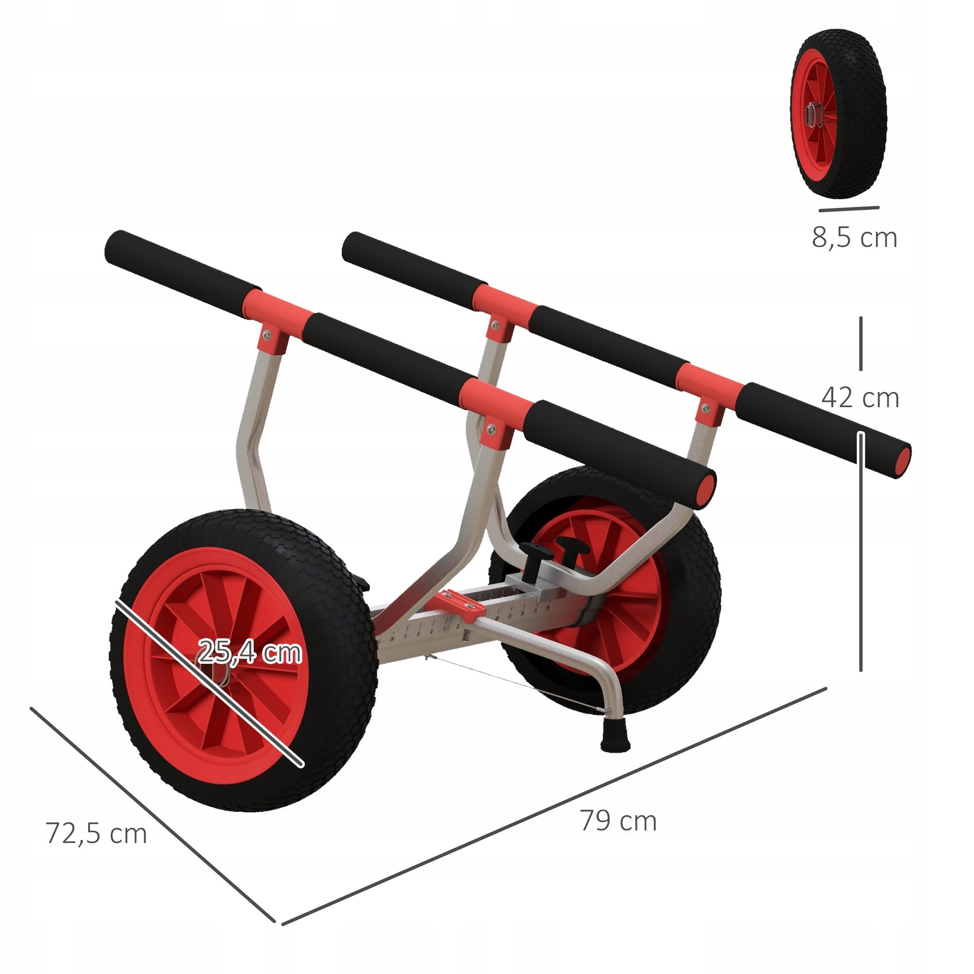 SPORTNOW Adjustable aluminium kayak trolley up to 100 kg with fastening straps Material polyethylene