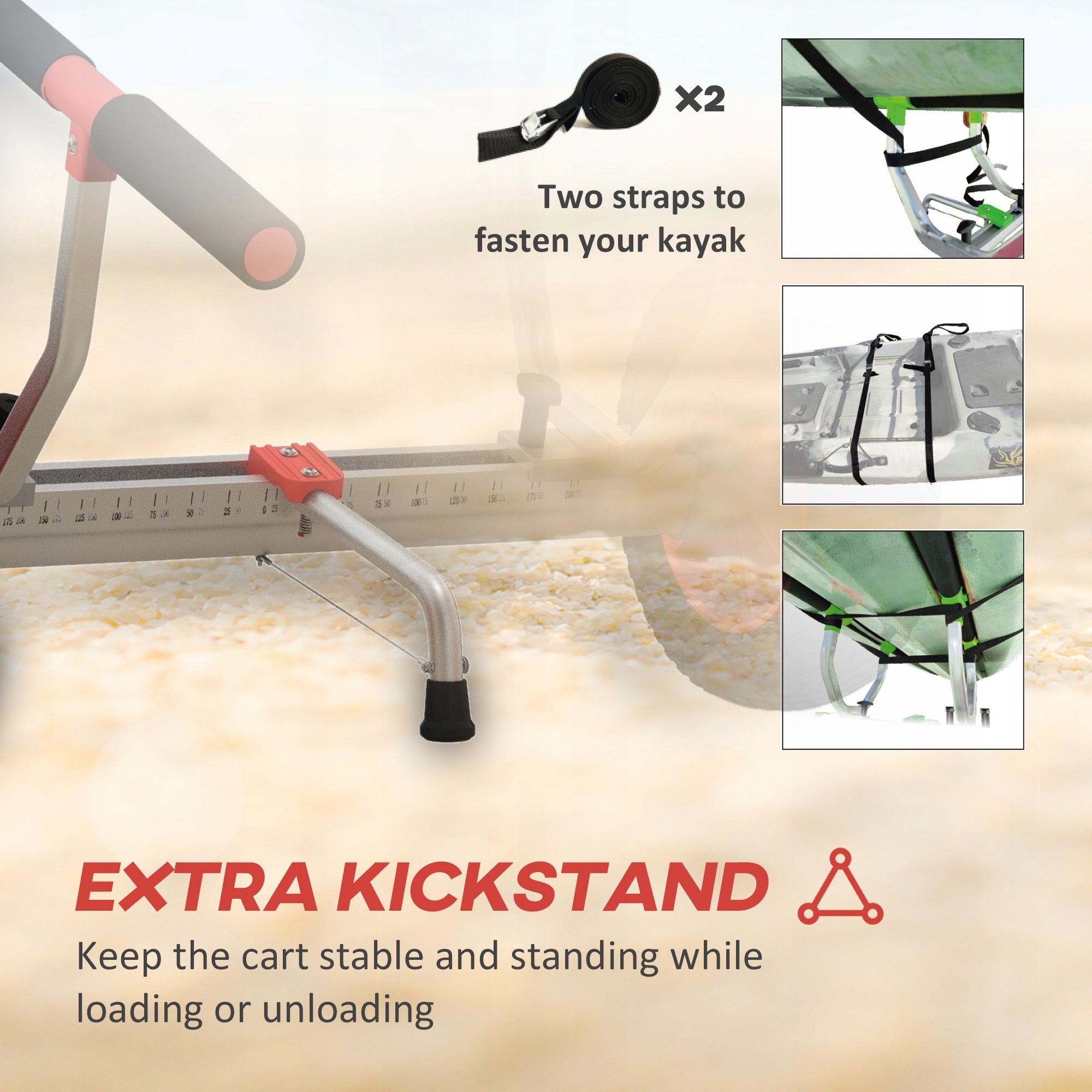 SPORTNOW Adjustable aluminium kayak trolley up to 100 kg with fastening straps Model A32-017V01BK