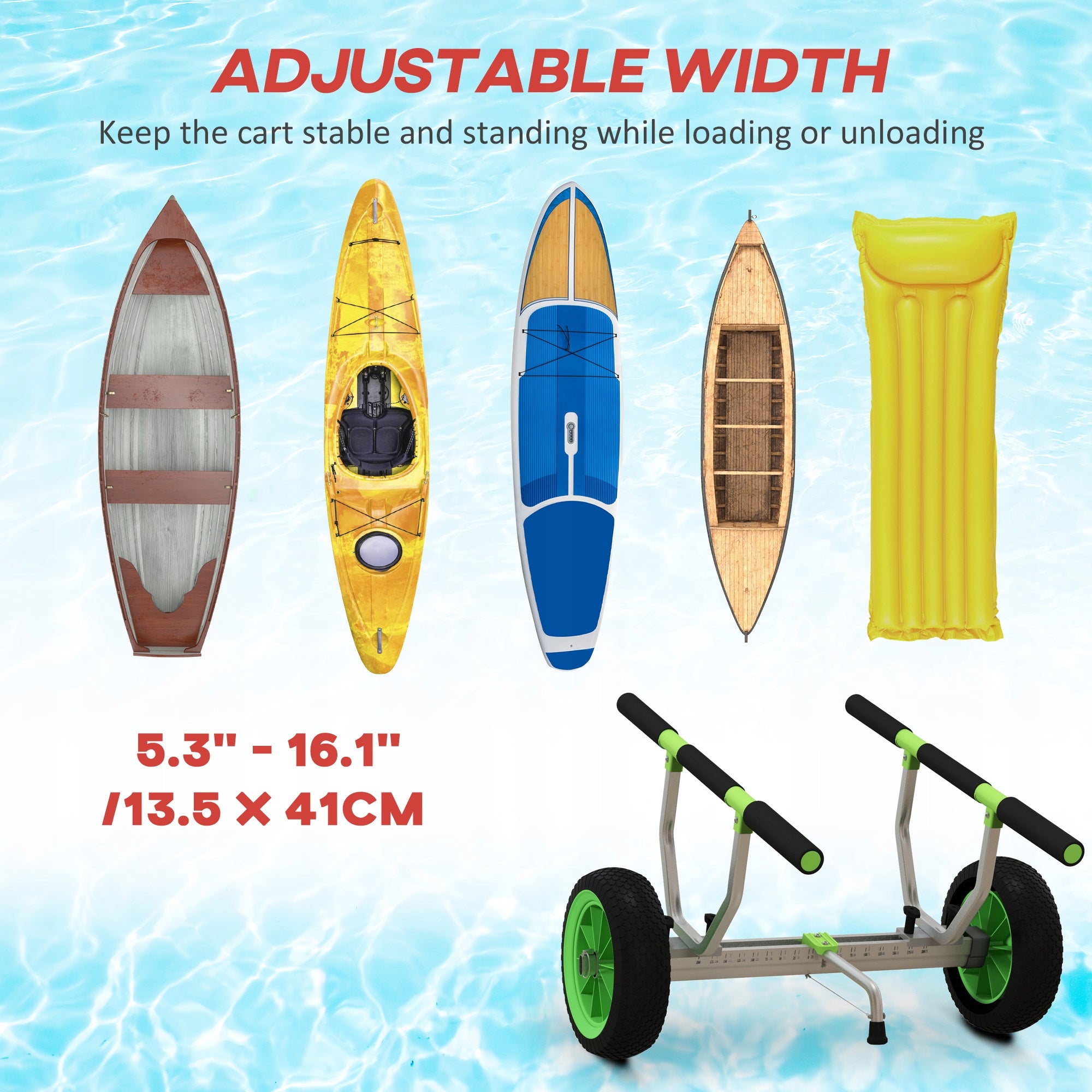 SPORTNOW Kayak trolley, adjustable, with canoe belt, durable, green Brand Outsunny