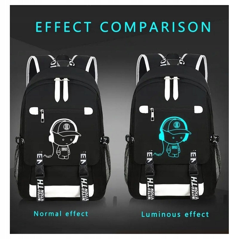 SPORTS BACKPACK - SCHOOL - GRAPHICS GLOWING AT NIGHT - USB - 44 CM Packaging status original