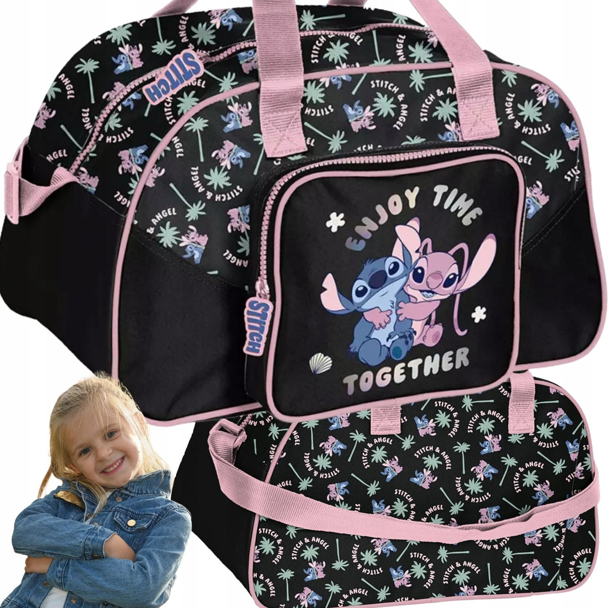 SPORTS BAG LILO STITCH DS25AA-119 FOR SWIMMING POOL TRAINING TRAVEL 40,5X24X23 CM