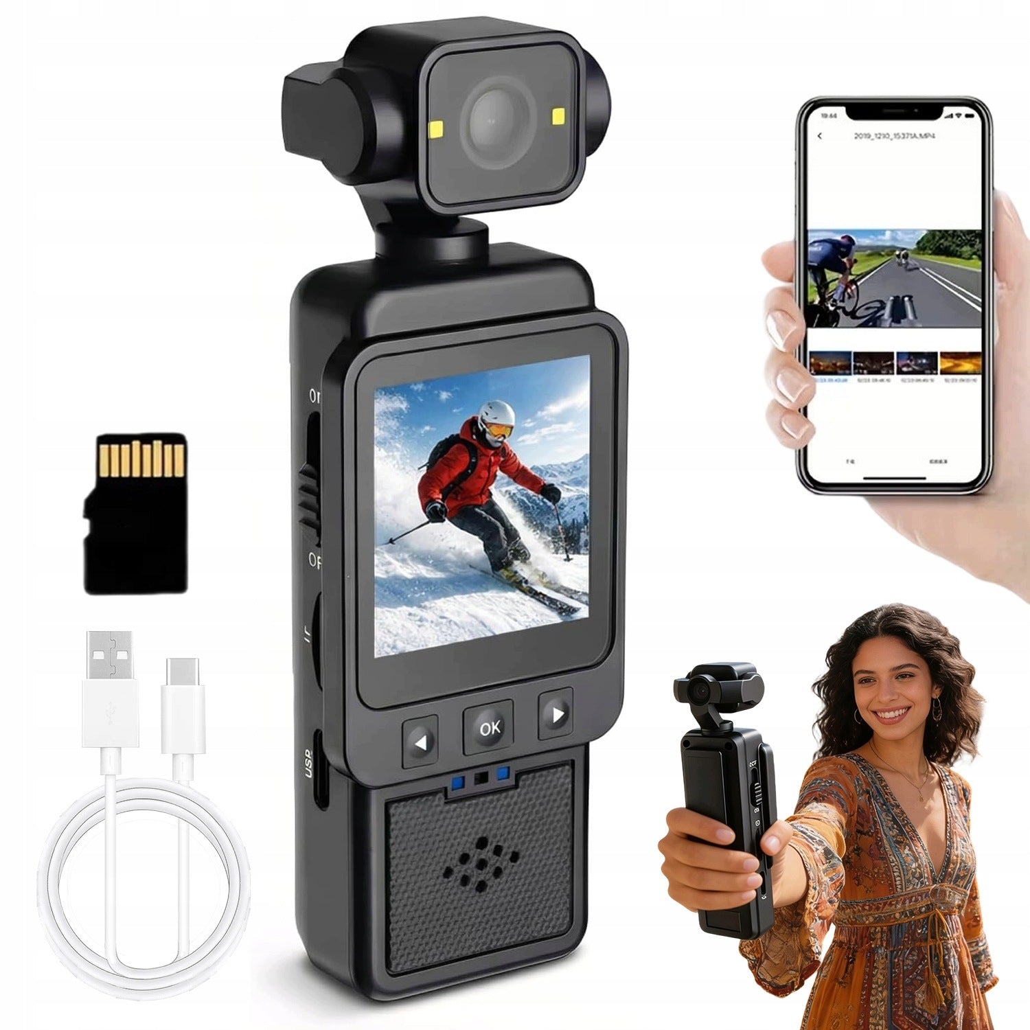 SPORTS CAMERA 1080P WIFI USB ROTATING LENS 360° CAMERA+32G TF CARD