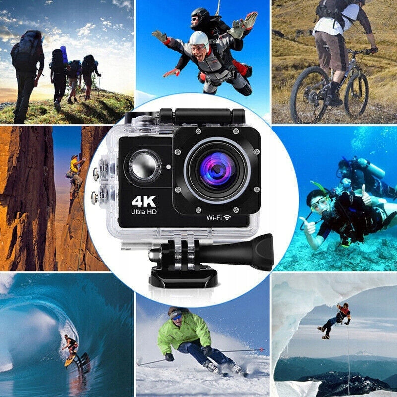 SPORTS CAMERA 4K WATERPROOF UNDERWATER CAMERA 30M, 170 DEGREE WIDE ANGLE Packaging status original