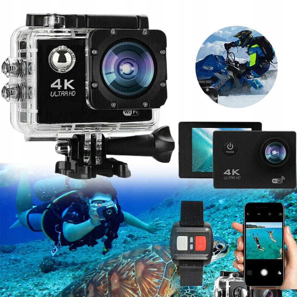 SPORTS CAMERA 4K WATERPROOF UNDERWATER CAMERA 40M FOR SNORKELING +PILOT