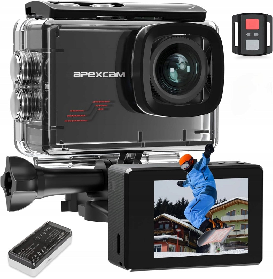 SPORTS CAMERA APEXCAM M80 4K 60FPS UHD WATERPROOF ACCESSORIES + REMOTE CONTROL