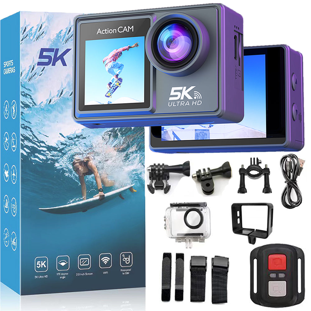 SPORTS CAMERA DOUBLE-SIDED SCREEN 30M WATERPROOF+PILOT 5K/4K UHD