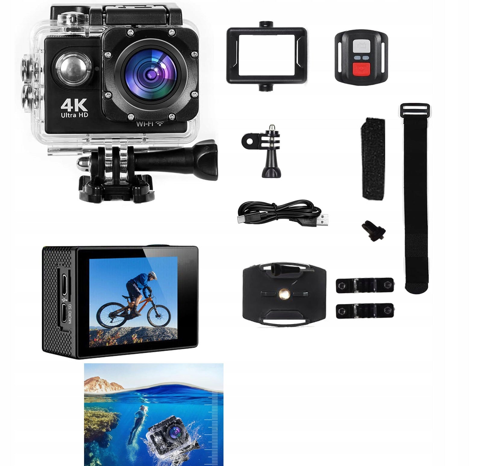 SPORTS CAMERA FULL HD 4K WIFI UNDERWATER WATERPROOF CAMERA
