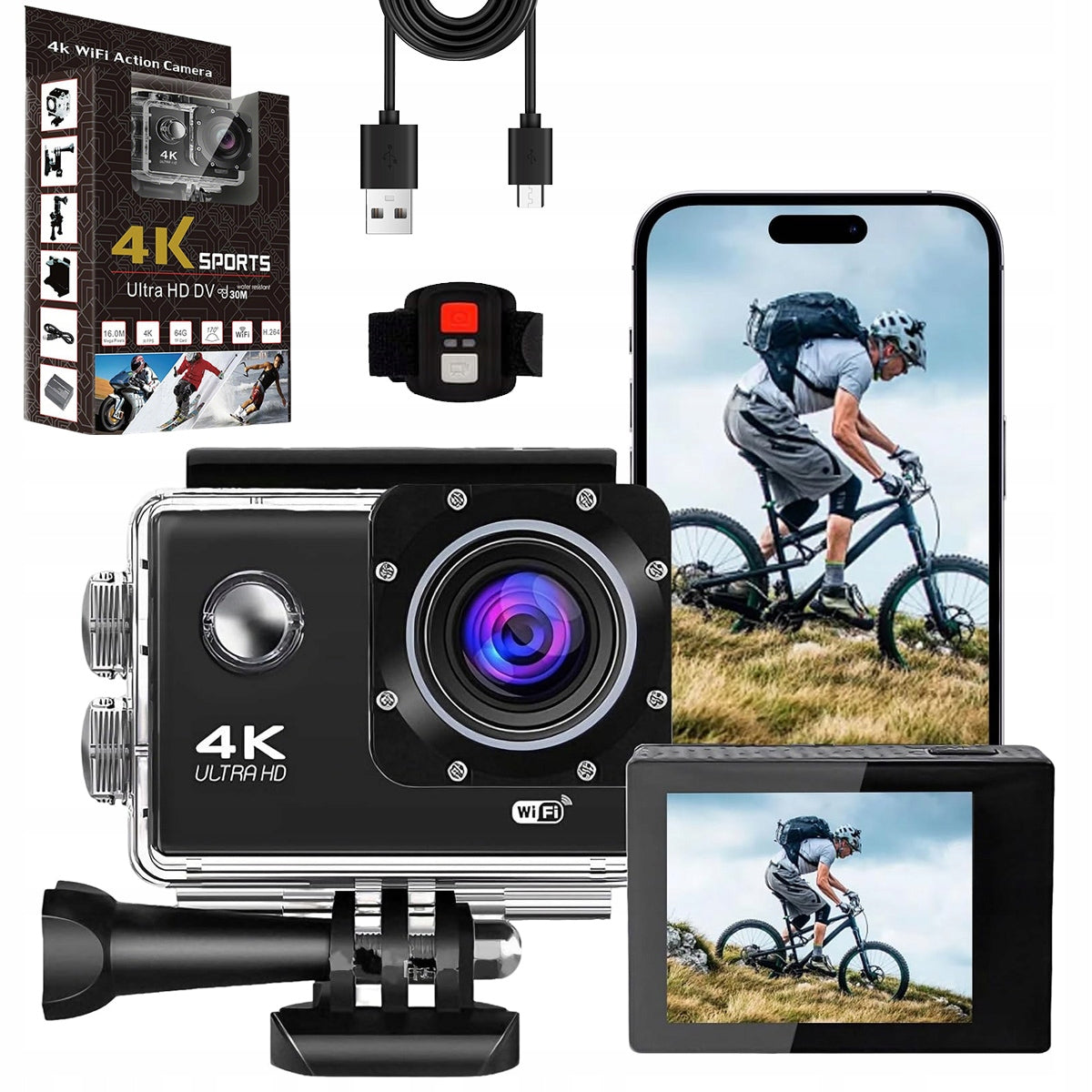 SPORTS CAMERA WATERPROOF FULL HD 1080P CAMERA + HANDLE SET