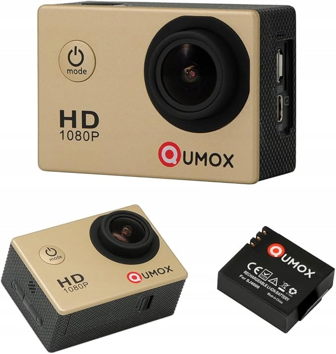 SPORTS CAMERA WATERPROOF up to 30 meters QUMOX SJ4000 GOLD HANDLE SET Manufacturer code 6910546532146