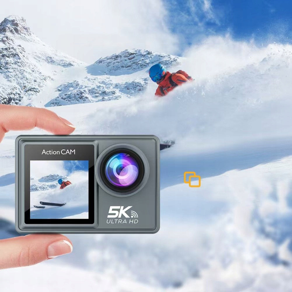 SPORTS CAMERA WIFI 5K 30FPS DOUBLE-SIDED SCREEN WATERPROOF 30M + 64GB CARD Model M40TR