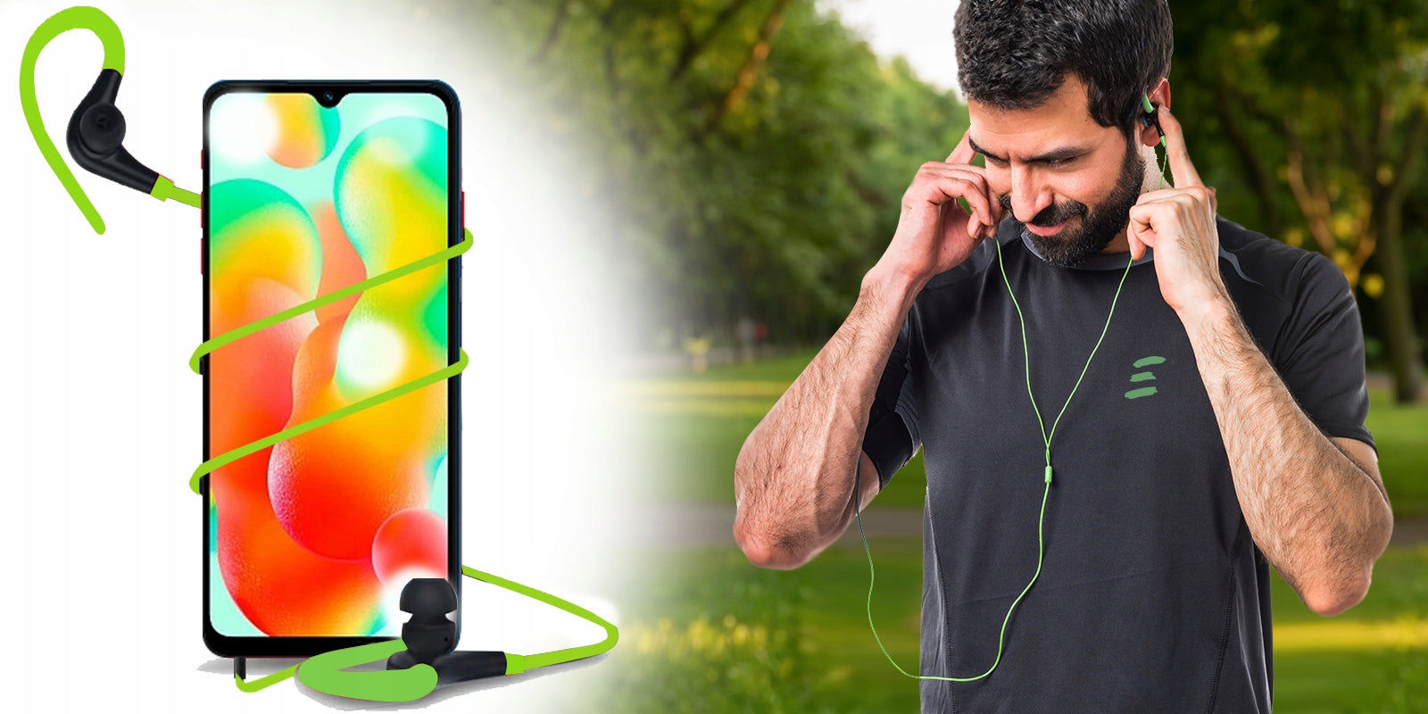 SPORTS EAR HOOK HEADPHONES WITH MICROPHONE REMOTE CONTROL FOR MP3 PHONE Packaging status original