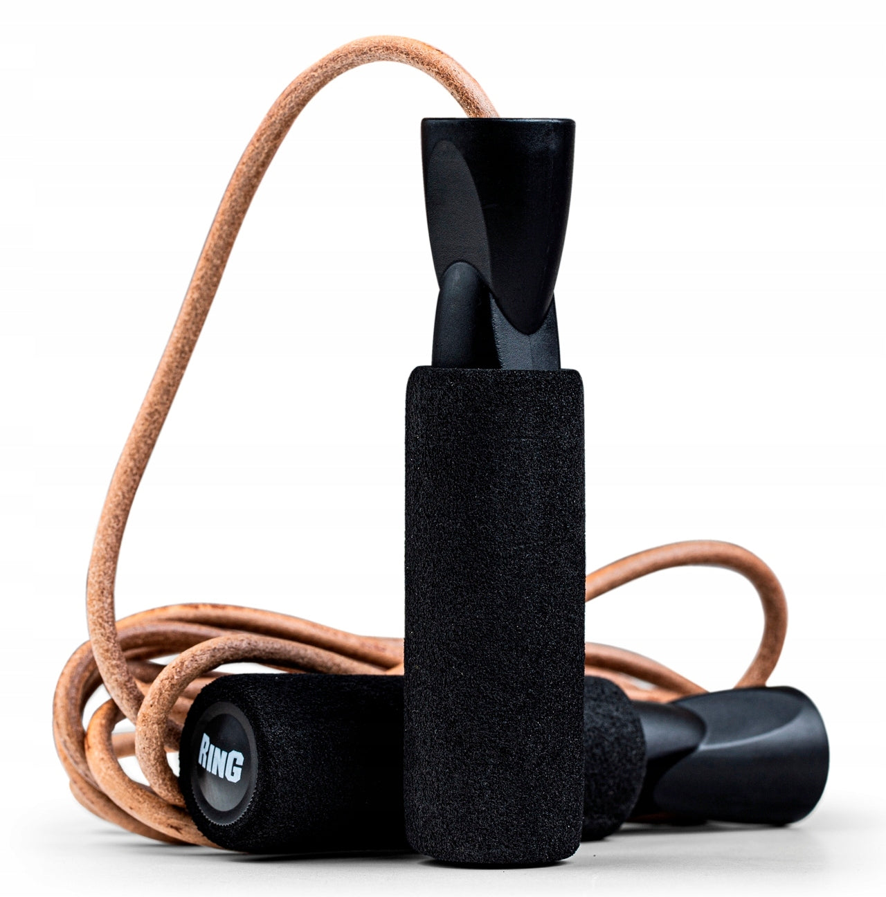 SPORTS JUMP ROPE, LEATHER, ADJUSTABLE COMFORT RING