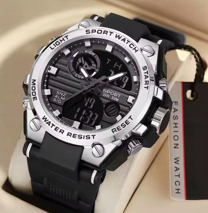 SPORTS WATCH BLACK DIGITAL ELEGANT RUBBER STRAP FOR GIFT Dial color black