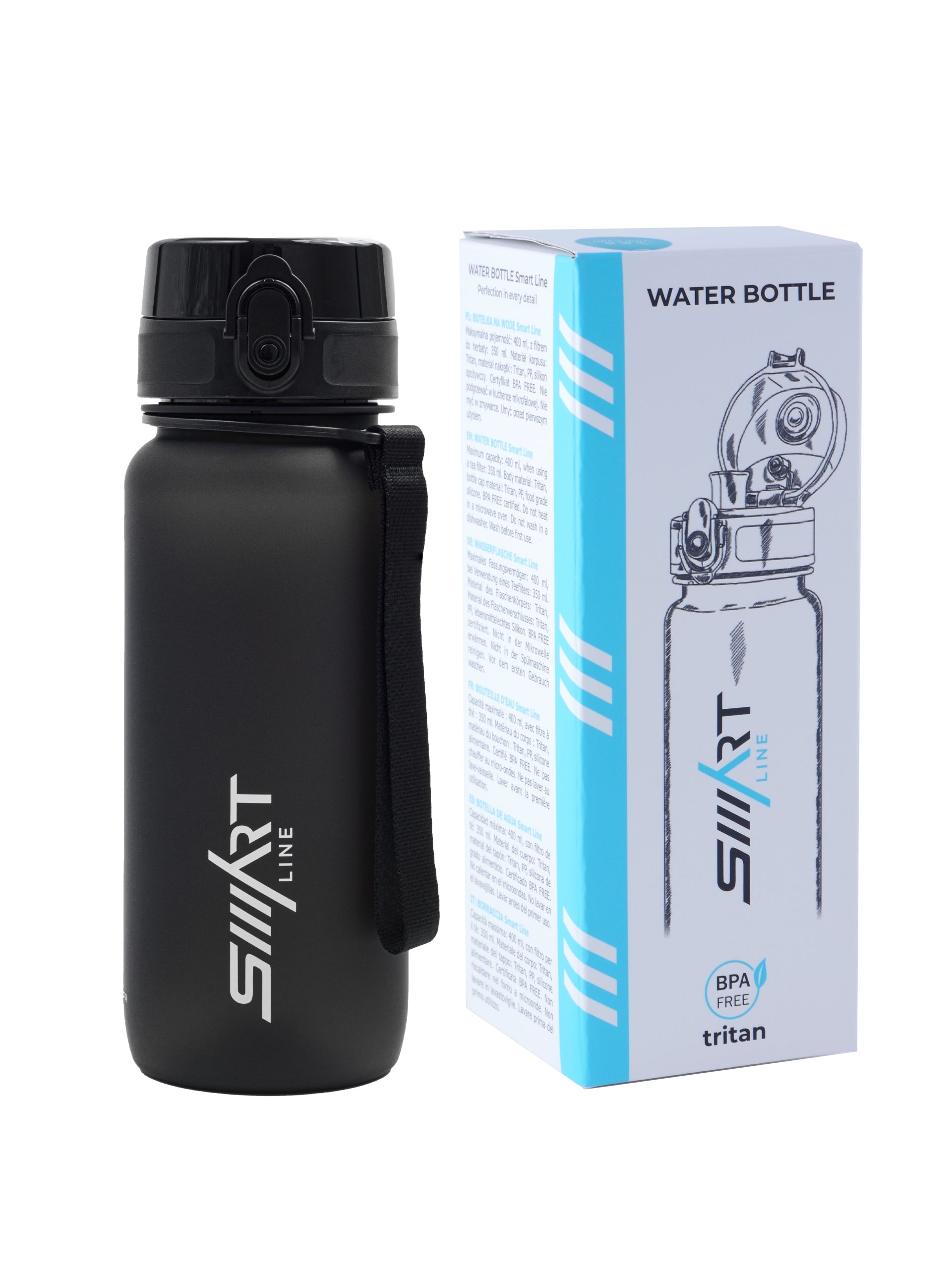 SPORTS WATER BOTTLE 650ml TRITAN AIRTIGHT BPA FREE GYM LARGE Packaging status original