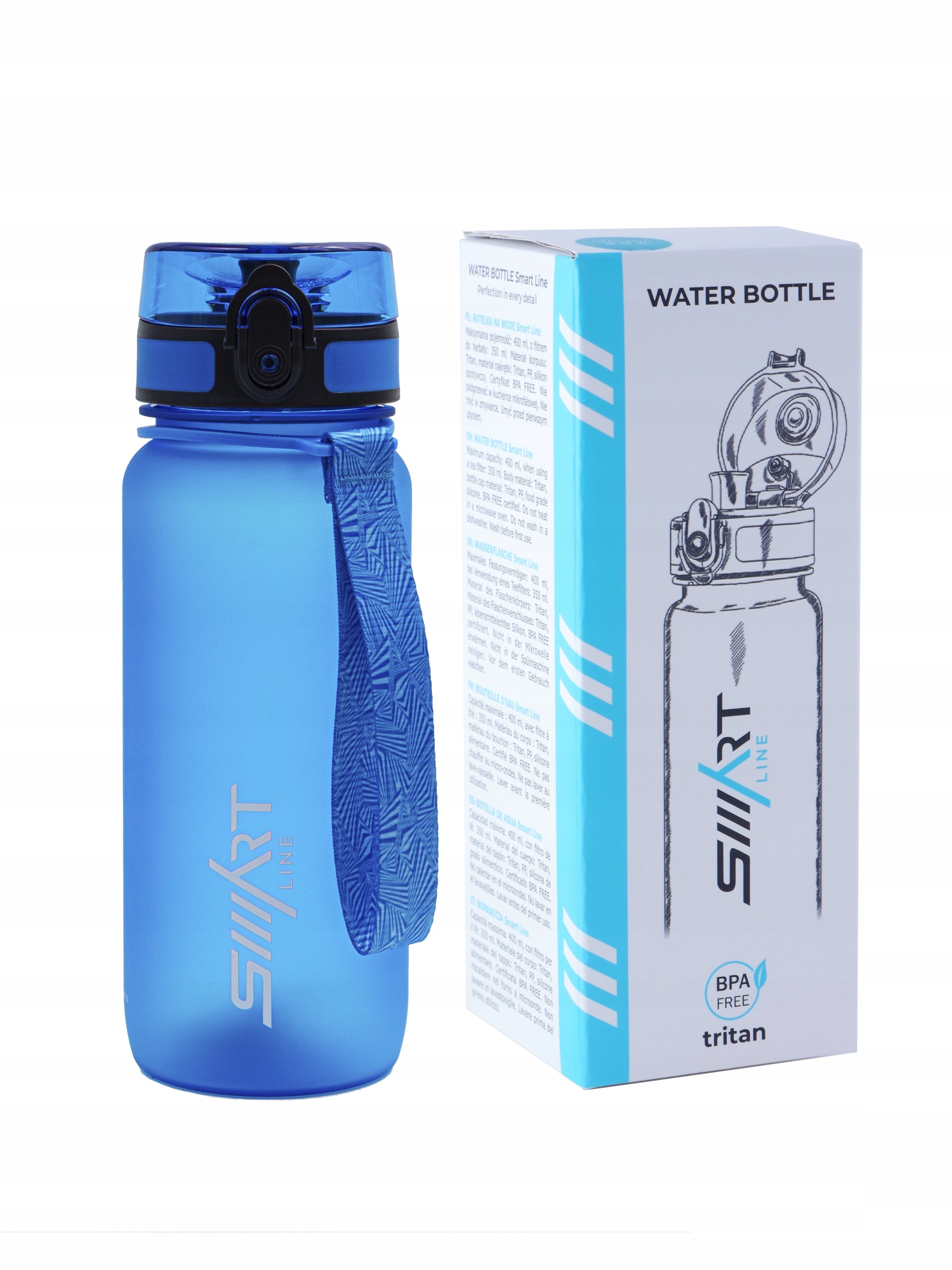 SPORTS WATER BOTTLE 650ml TRITAN AIRTIGHT BPA FREE GYM LARGE Packaging status original