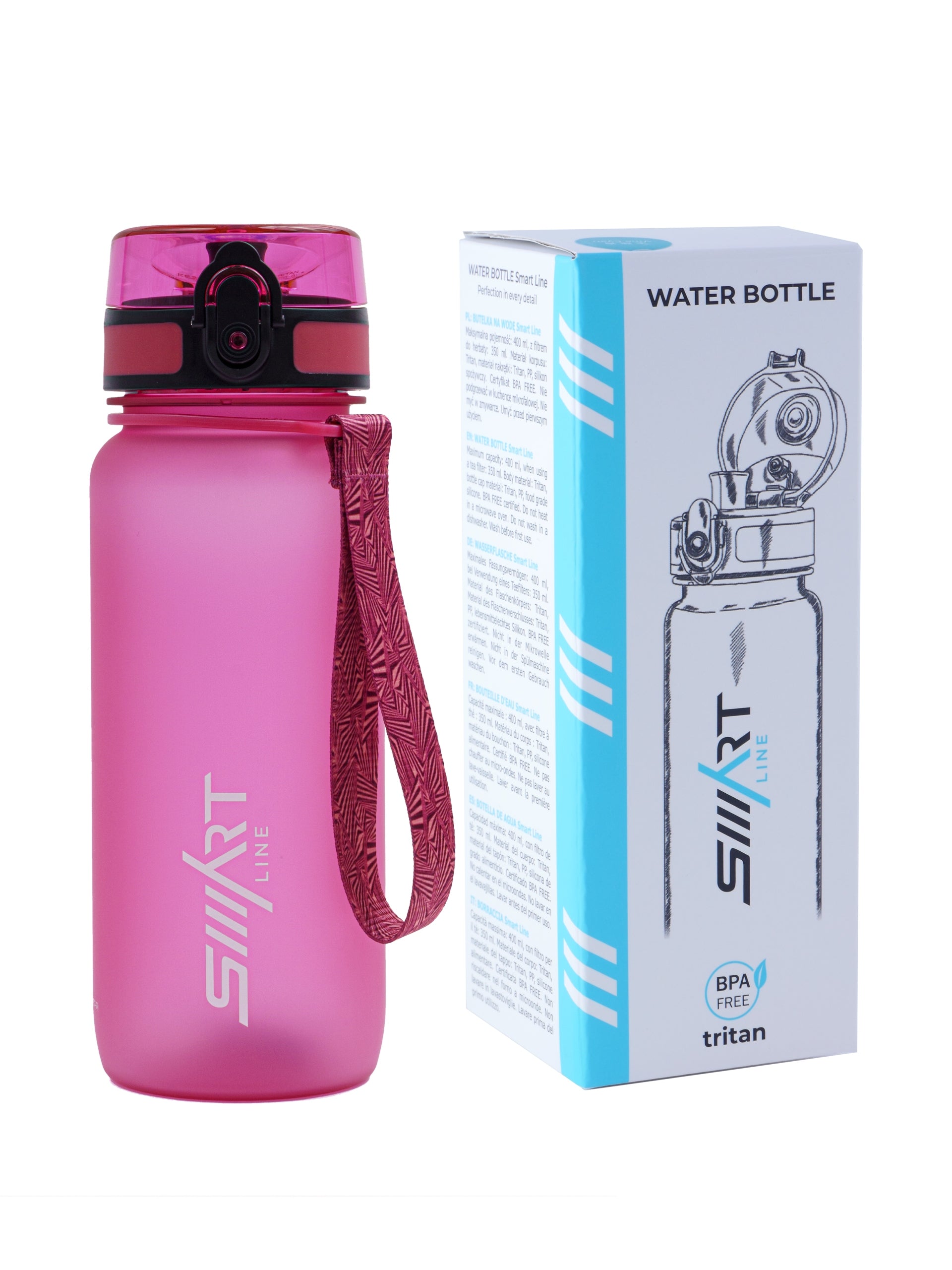 SPORTS WATER BOTTLE 650ml TRITAN AIRTIGHT BPA FREE GYM LARGE Packaging status original