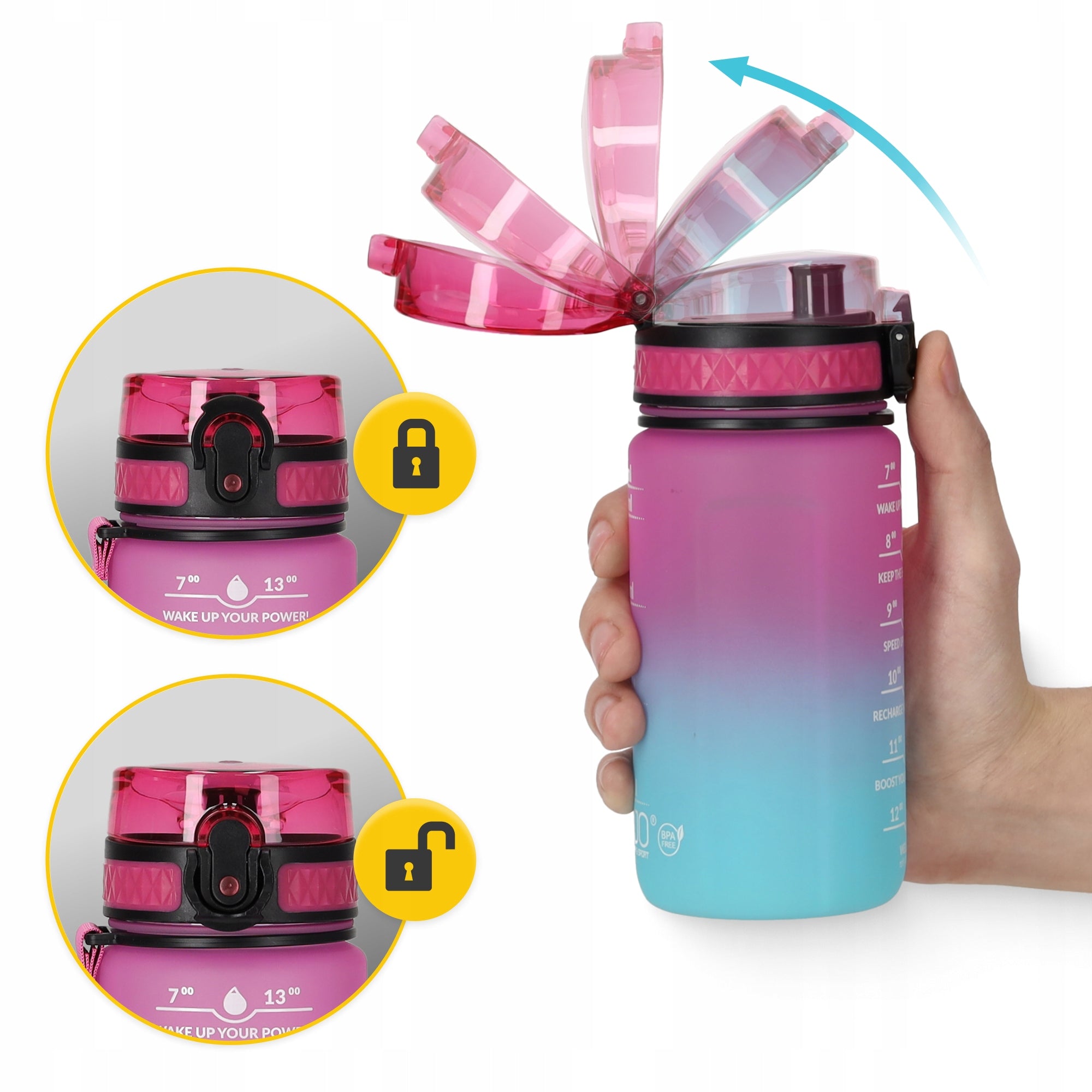 SPORTS WATER BOTTLE AIRTIGHT WATER DRINK BOTTLE SOLID TRITAN 500 ml Color pink