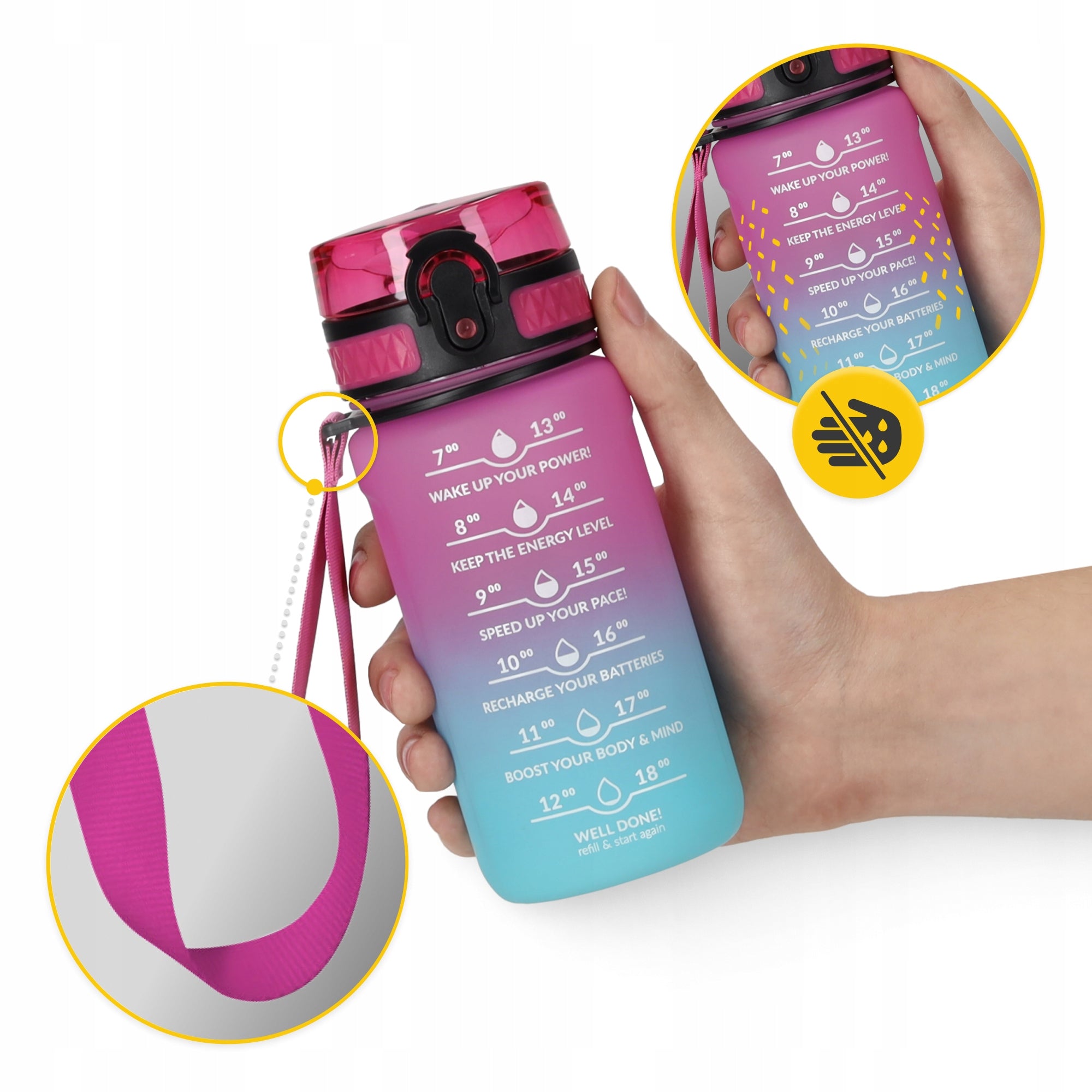 SPORTS WATER BOTTLE AIRTIGHT WATER DRINK BOTTLE SOLID TRITAN 500 ml Volume 500 ml